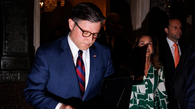U.S. Speaker of the House Mike Johnson (R-LA) in Washington, DC on Friday.