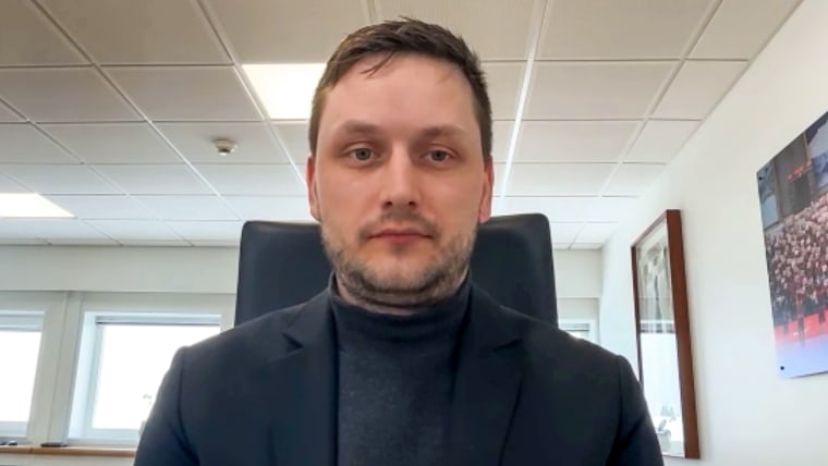 Greenlandic Prime Minister Jens-Frederik Nielsen speaks to NBC News on April 15, 2026.