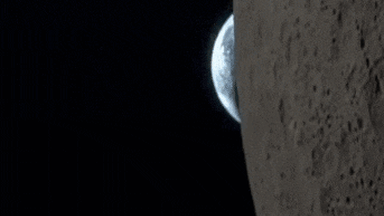 The Earth sets behind the moon in a video captured by NASA astronaut Reid Wiseman.