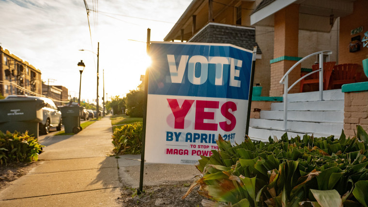 Signs promoting Virginia's redistricting referendum vote