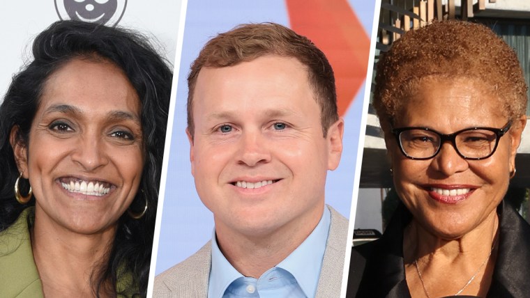 Spencer Pratt Nithya Raman and Los Angeles Mayor Karen Bass.