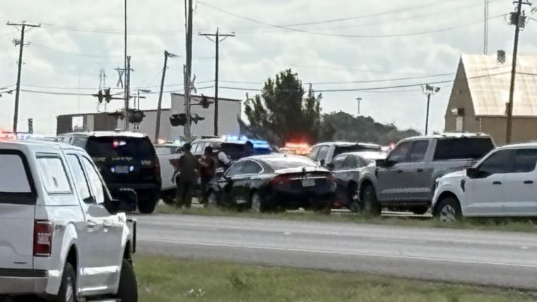 Police respond at the scene of a reported active shooter in Midland, Texas, on June 12, 2026.