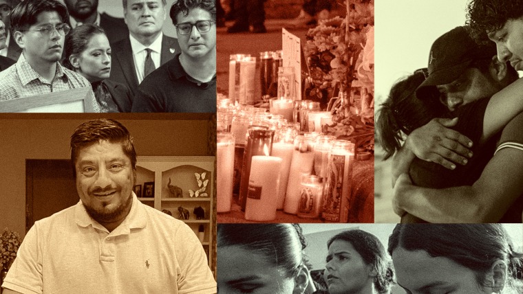 Photo collage of Lorenzo Salgado Araujo, his family, a press conference, and a protest and vigil in his honor.