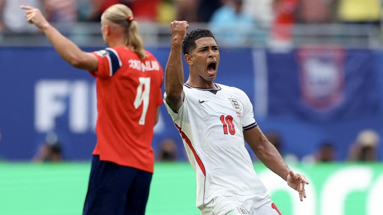 On-field action during a World Cup match.