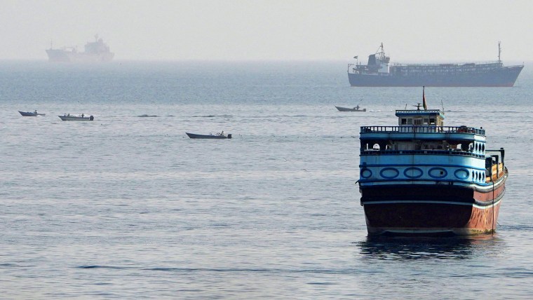 Vessels in the Strait of Hormuz, as seen from Musandam