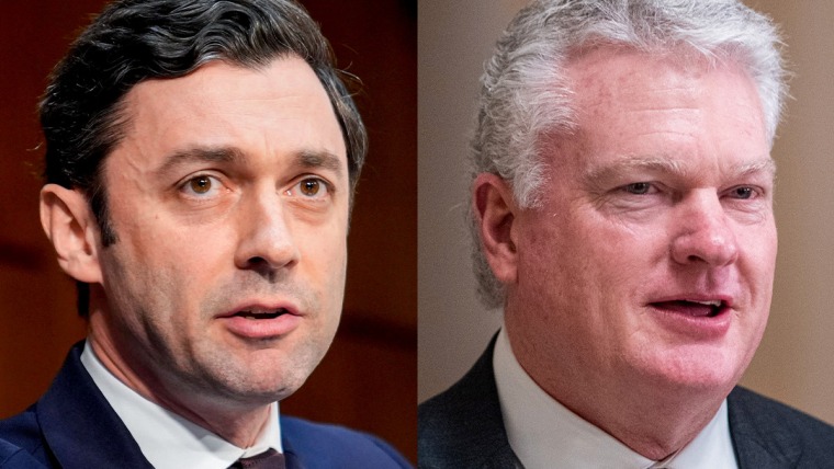 A split composite of Jon Ossoff and Mike Collins.
