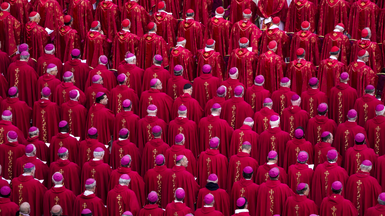 Members of the church attend the funeral mass for late Pope Emeritus Benedict XVI in St. Peter's Square