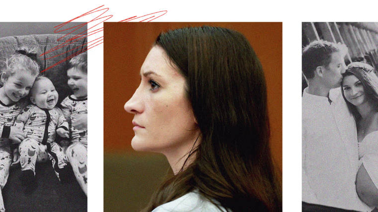 Photo collage of Lindsay Clancy at court; her children before they were killed; and her and ex-husband Patrick Clancy.