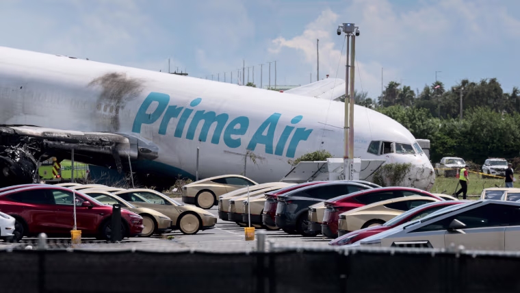 Amazon cargo plane crashes at Miami International Airport.