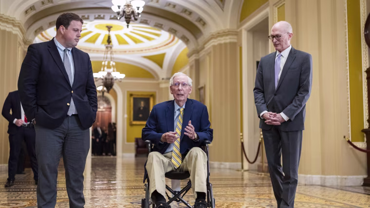 Senator Mitch McConnell Returns To Capitol Hill After Months-Long Absence