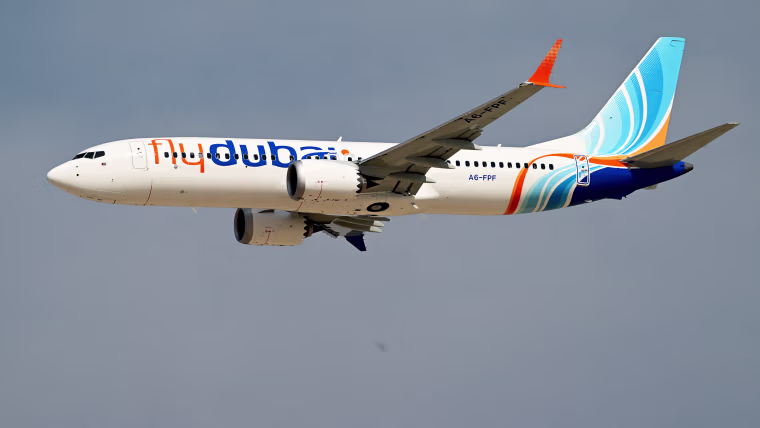 A Flydubai Boeing 737 MAX 8 in 2025.