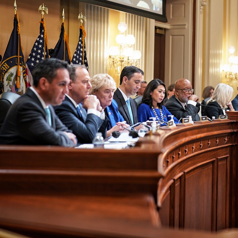 The House Select Committee investigating the January 6th attack on the Capitol during a hearing on July 12, 2022.