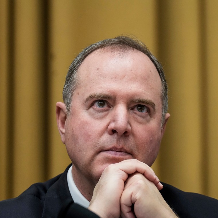 Rep. Adam Schiff attends a business meeting prior to a hearing on border security on Feb. 1, 2023.