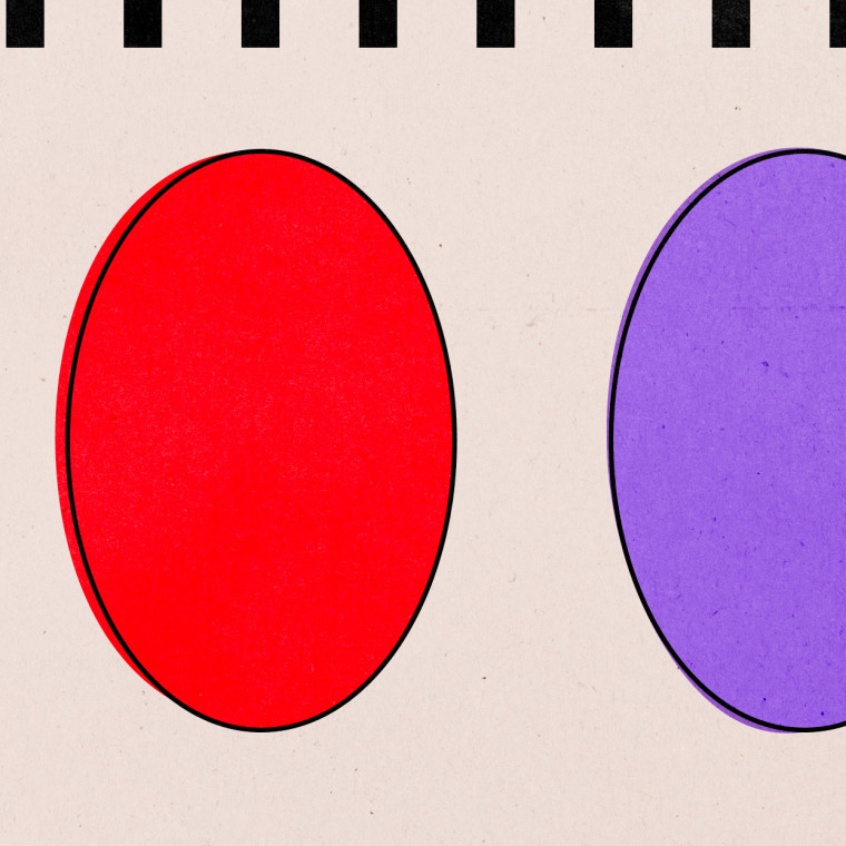 Illustration of ballot bubbles in blue, red and purple.