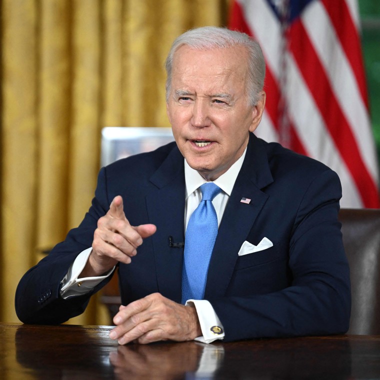 President Joe Biden addresses the nation on averting default and the Bipartisan Budget Agreement, in the Oval Office of the White House in Washington, DC, June 2, 2023.