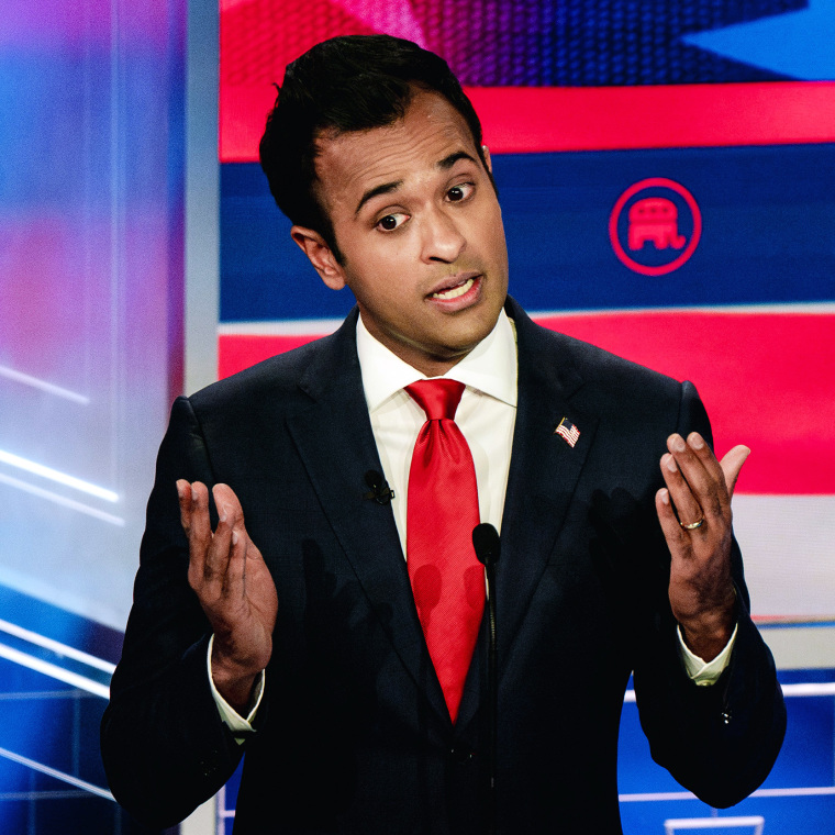 Vivek Ramaswamy speaks during the third Republican presidential primary debate.