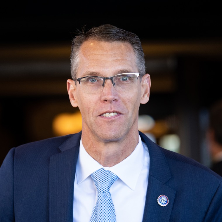 Rep. Randy Feenstra, R-Iowa, leaves the House GOP caucus meeting at the Capitol Hill Club in 2022.
