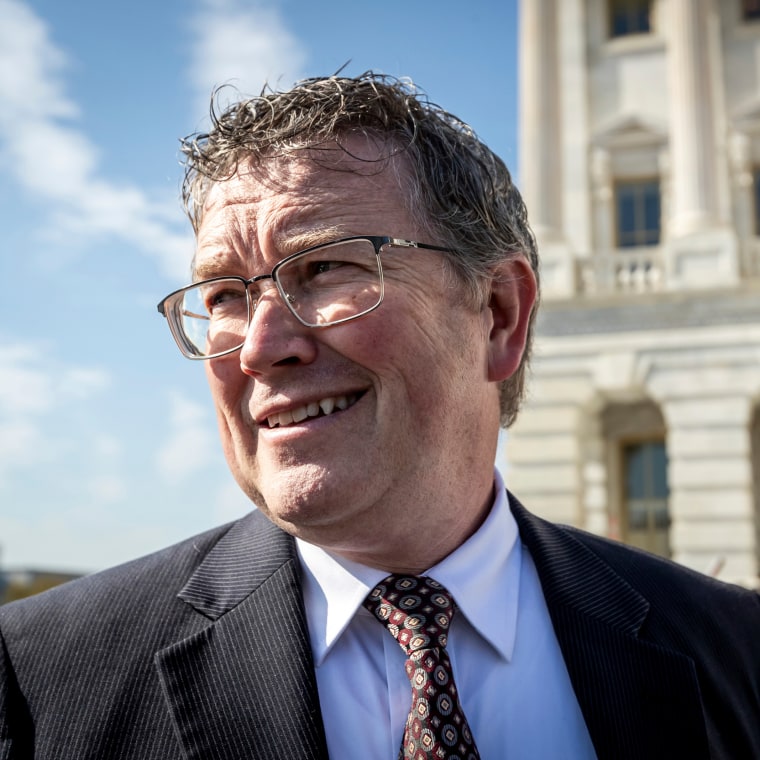 Rep. Thomas Massie, R-K.Y., outside the Capitol on Nov. 10, 2023.