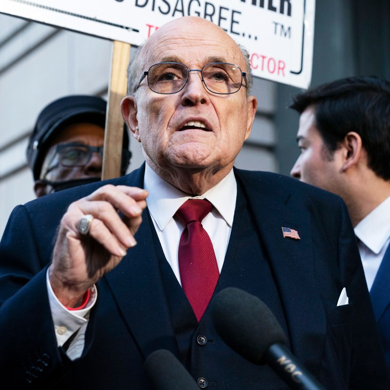 Rudy Giuliani speaks during a news conference