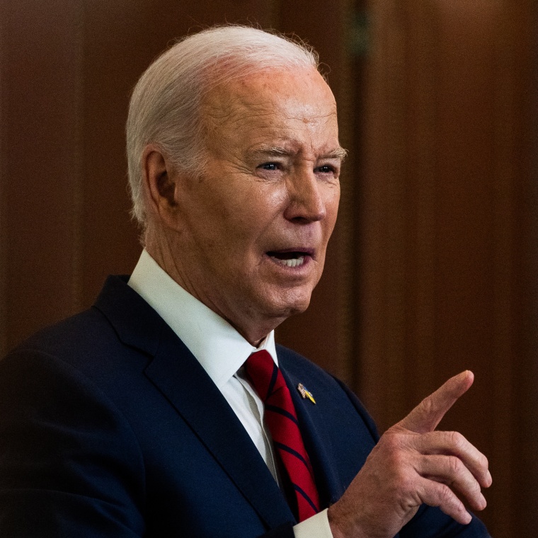 President Joe Biden delivers remarks at the White House in April