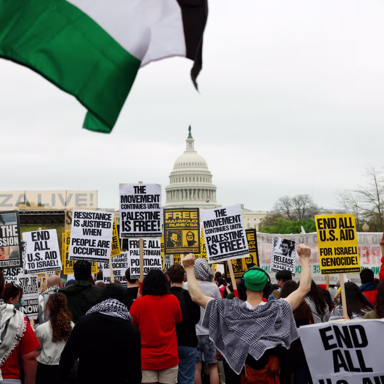 Pro-Palestinian demonstrators march in Washington D.C.,