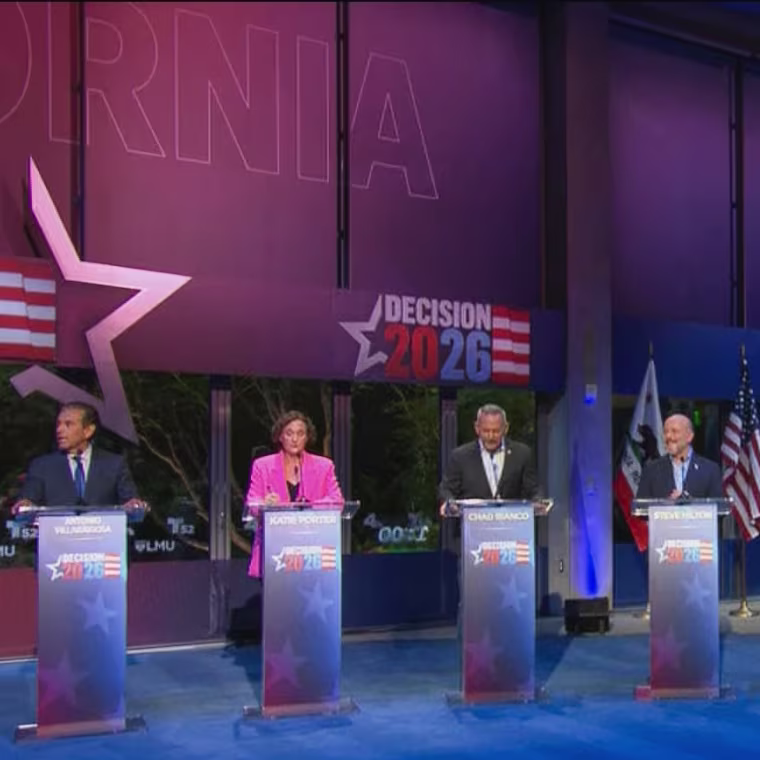 A still taken from California governor's debate. 