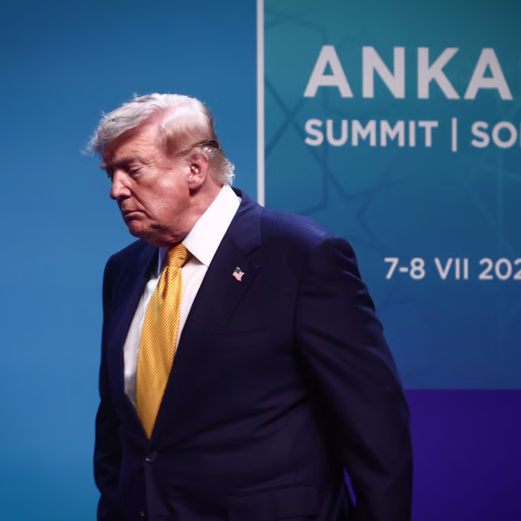 President Donald Trump during the press conference at the NATO Summit in Ankara, Turkey 