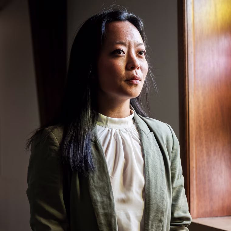 Francesca Hong, a representative in the Wisconsin State Assembly, poses for a portrait at the St. Paul Baptist Church in Racine, WI on Sunday July 19th, 2026.