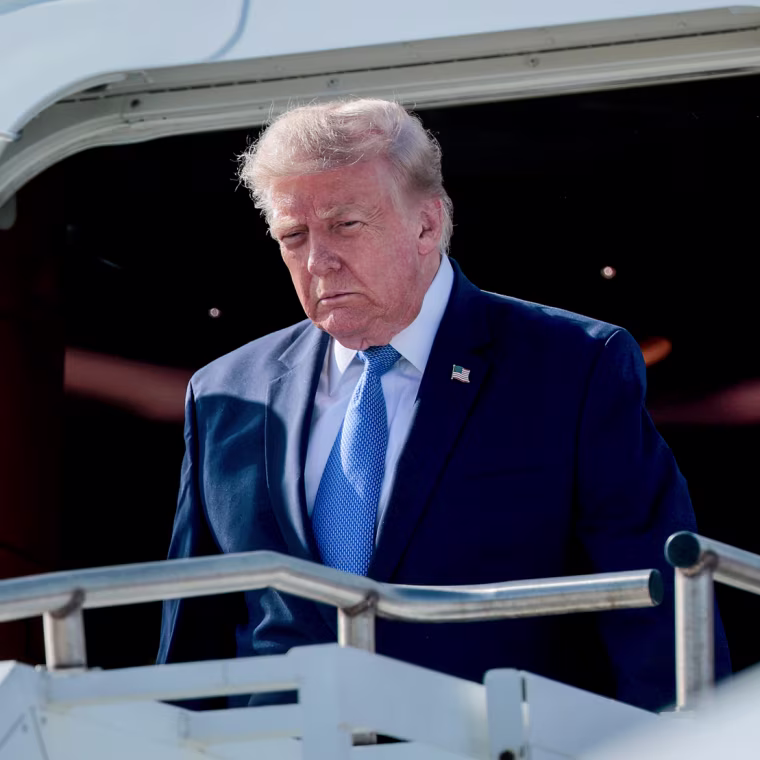 President Trump arrives at Los Angeles International Airport.