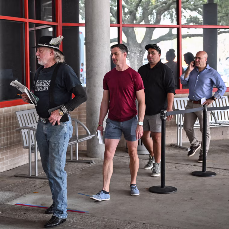 Voters line up in Houston on March 3, 2026.
