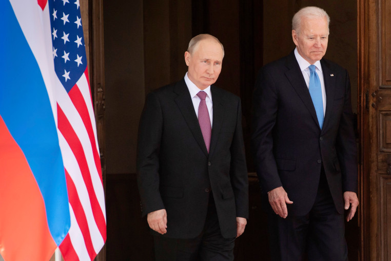 Image: President Joe Biden and Russian President Vladimir Putin, arrive to meet in Geneva, Switzerland, on June 16, 2021.