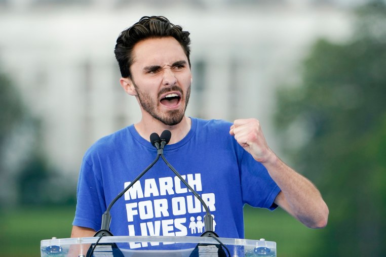 Parkland survivor and activist David Hogg speaks to the crowd during in the second March for Our Lives rally in support of gun control, in Washington, DC., on June 11, 2022.