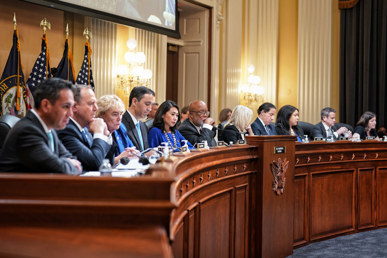 The House Select Committee investigating the January 6th attack on the Capitol during a hearing on July 12, 2022.