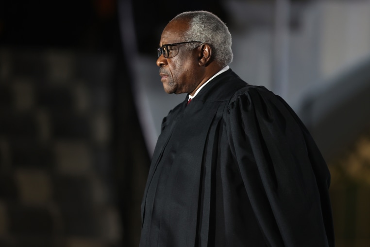 Clarence Thomas attends the ceremonial swearing-in ceremony for Amy Coney Barrett on the South Lawn of the White House
