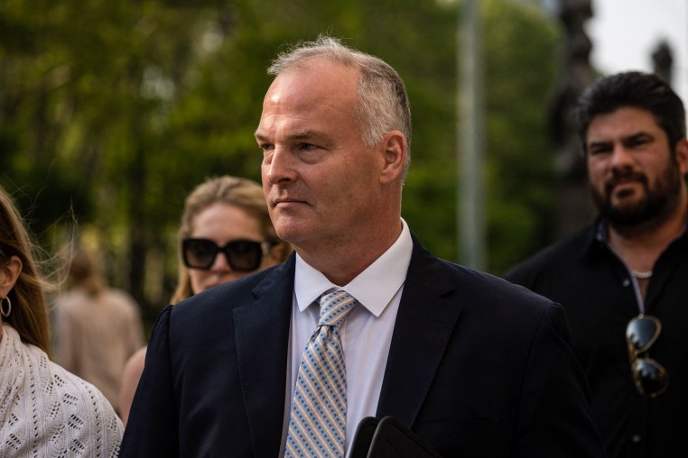 Retired NYPD sergeant Michael McMahon leaves Brooklyn Federal Court in New York on May 31, 2023.