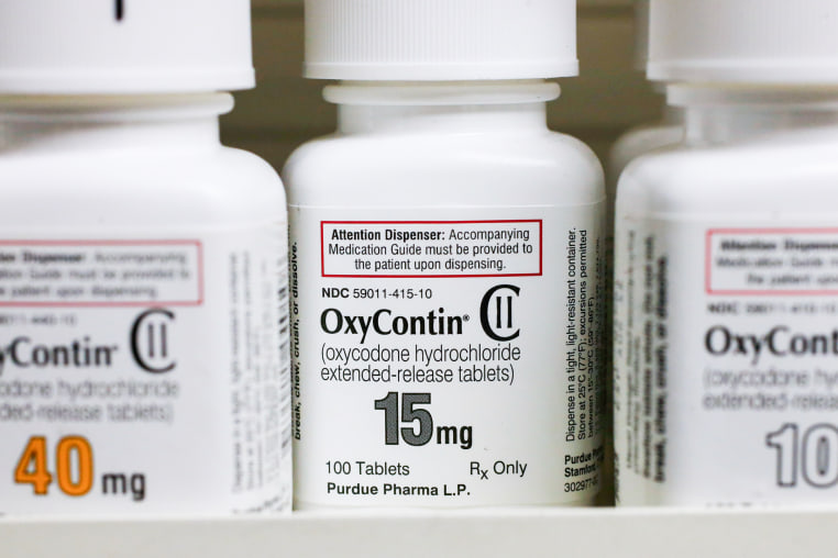 Bottles of Purdue Pharma L.P. OxyContin medication sit on a pharmacy shelf in Provo, Utah on  Aug. 31, 2016.