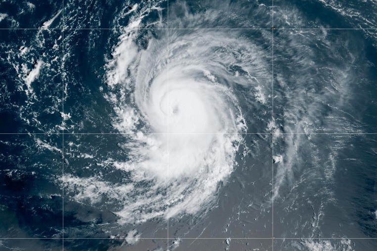 A satellite image of Hurricane Lee on Sept. 7, 2023.