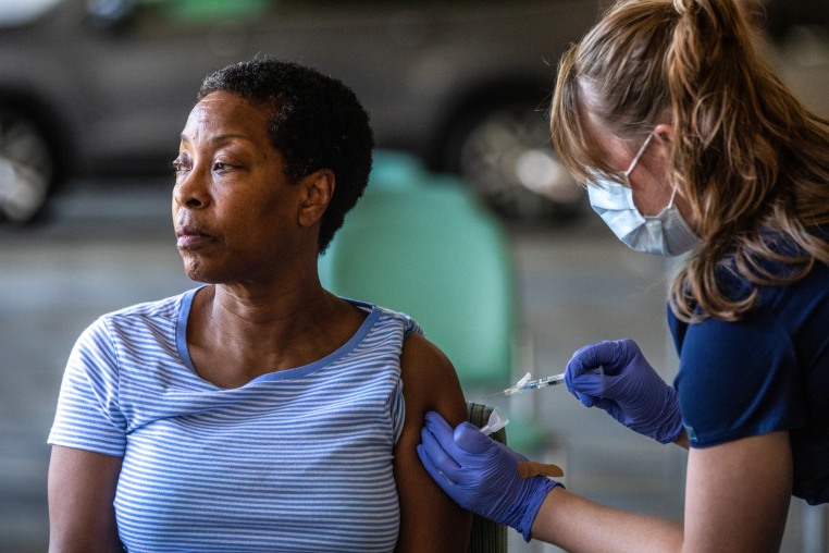 A flu and covid vaccine clinic at Kaiser Permanente Pasadena.