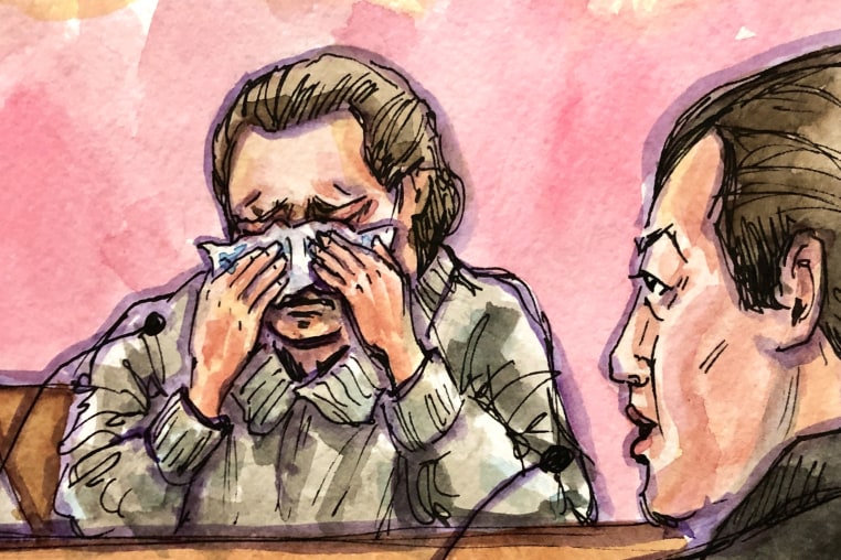 A courtroom sketch of David DePape in court.