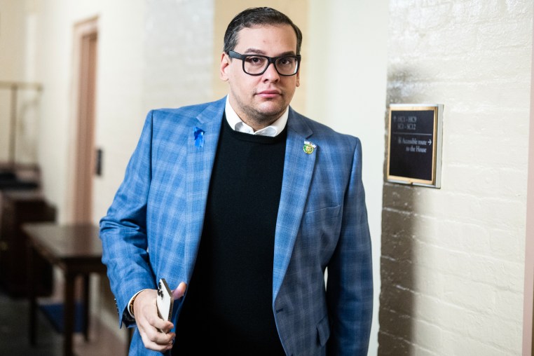 Rep. George Santos, R-N.Y., leaves a meeting of the House Republican Conference in the U.S. Capitol on Nov. 7, 2023. 
