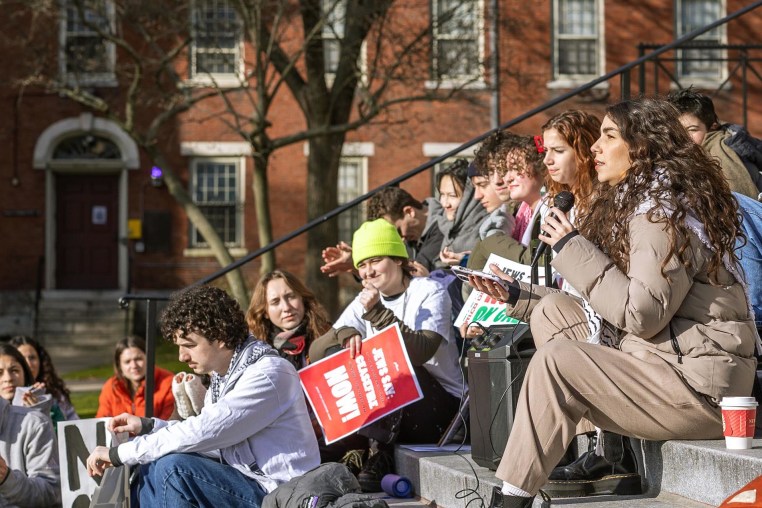 Brown students at a 'Jews for Ceasefire Now' gathering on campus in Providence, R.I. on Nov. 28, 2023. 