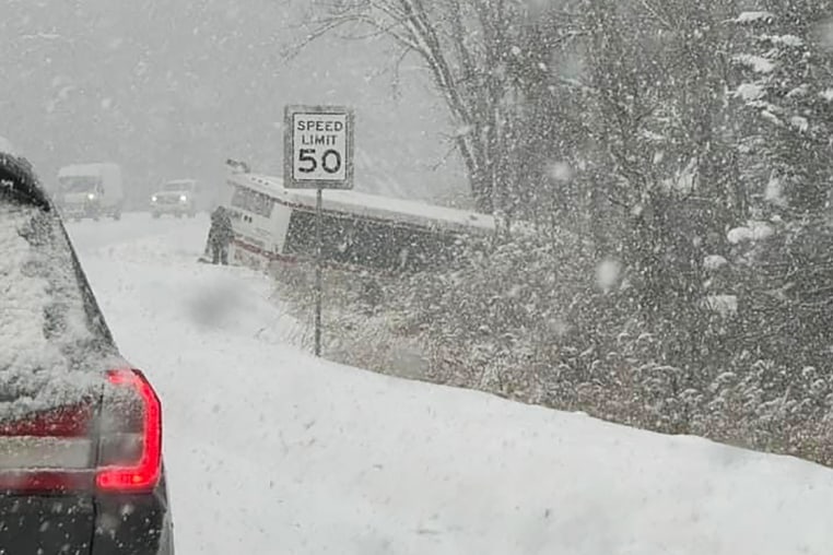 Heavy snowfall along Route 4 in Killington, Vt., on Nov. 28, 2023.