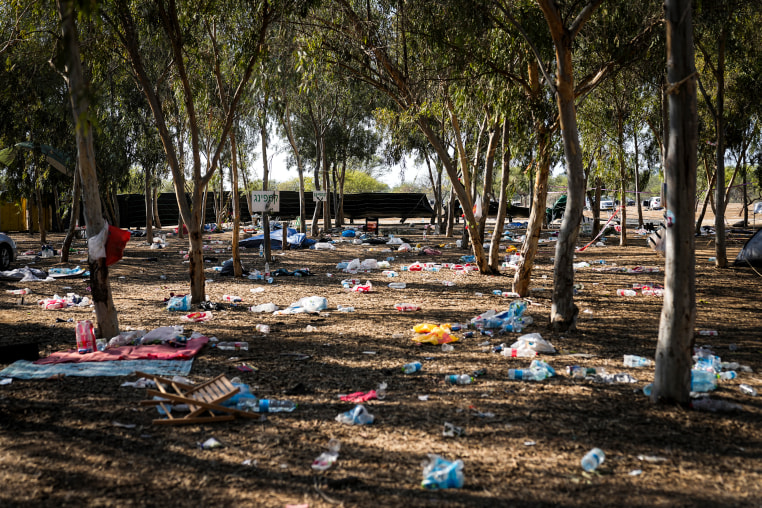 The site of a music festival near the border with the Gaza Strip in southern Israel, 