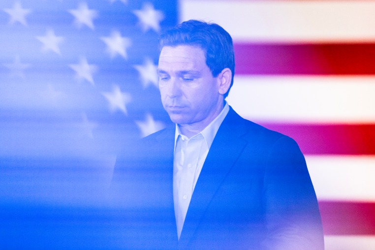 Republican presidential candidate Florida Governor Ron DeSantis speaks during a town hall event in Hollis, NH. on June 27, 2023.