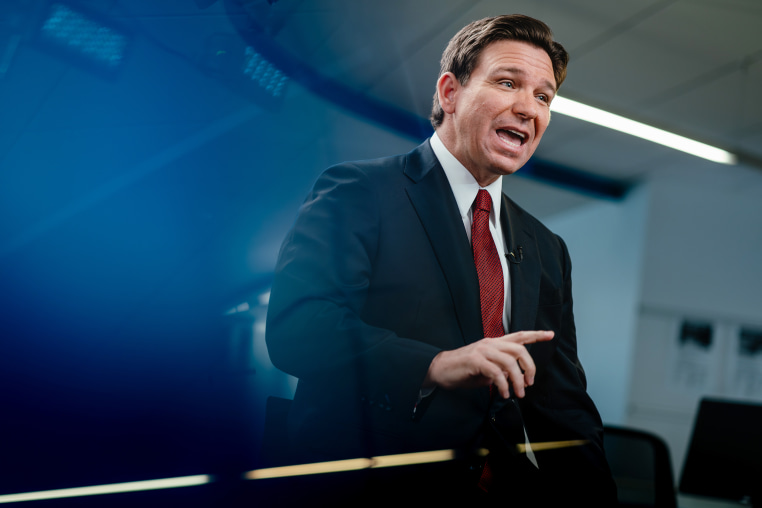 Ron DeSantis speaks during an interview.
