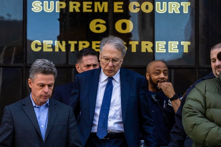 Wayne LaPierre, chief executive officer of the NRA exits New York State Supreme Court on Jan. 12, 2024.