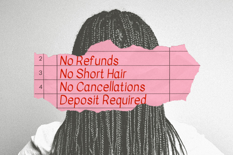 Photo illustration of back of woman's head and a list of salon requirements 