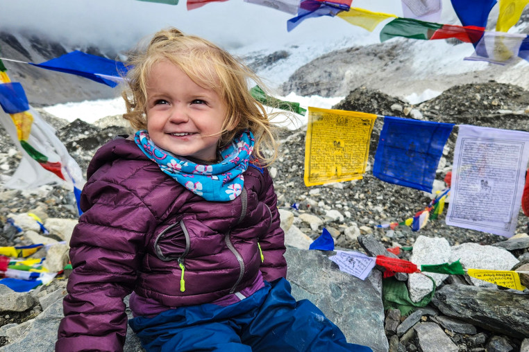 Hazel Matulis at Everest Base Camp in 2022.