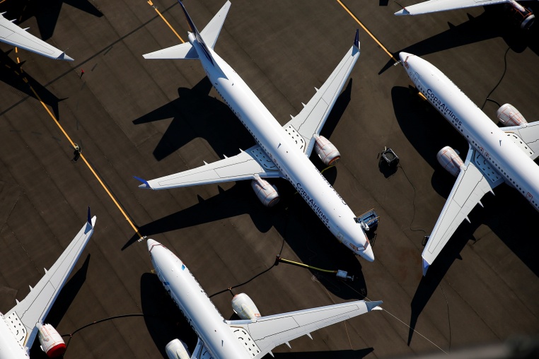 Grounded Boeing 737 MAX aircraft are seen parked at Boeing Field in Seattle