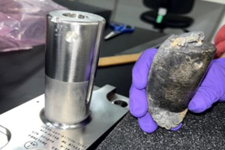 Recovered stanchion from the NASA flight support equipment used to mount International Space Station batteries on a cargo pallet. The stanchion survived re-entry through Earth’s atmosphere on March 8, 2024, and impacted a home in Naples, Fla.